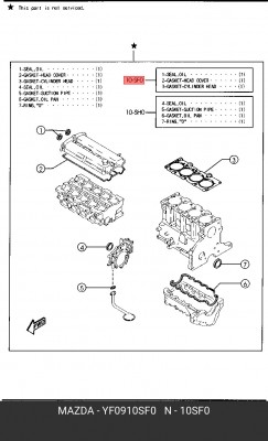 Комплект прокладок, головка цилиндра YF09-10-SF0 MAZDA