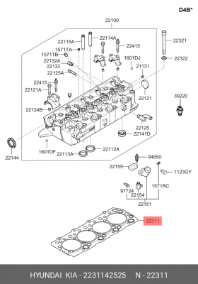 Прокладка, головка цилиндра 2231142525 HYUNDAI KIA