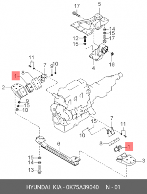 Подушка двигателя 0K75A39040 HYUNDAI KIA