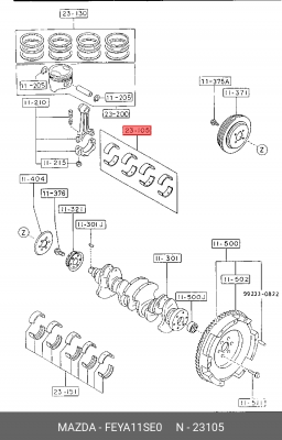 Шатунный подшипник FEYA11SE0 MAZDA