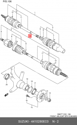 Шарнирный комплект, приводной вал 44102-80EC0 SUZUKI