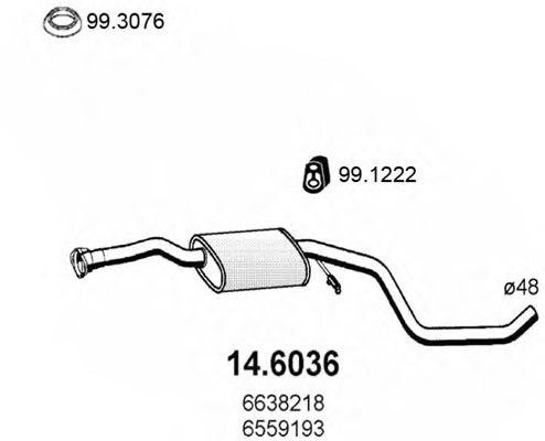 Средний глушитель выхлопных газов 146036 ASSO