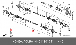 Шарнирный комплект, приводной вал 44011S01951 HONDA