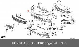 Бампер передний 71101TL0G40ZD HONDA