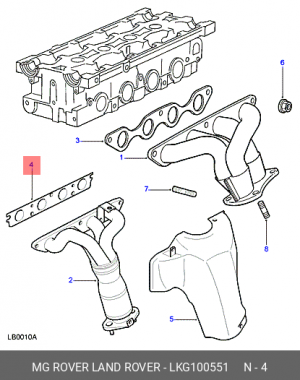Прокладка, выпускной коллектор LKG100551 LAND ROVER