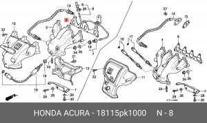 Прокладка, выпускной коллектор 18115PK1000 HONDA