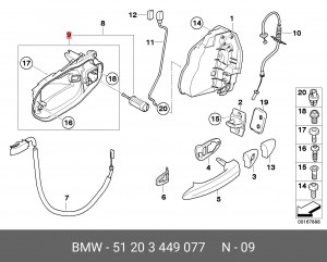 Кронштейн крепления ручки двери 51 20 3 449 077 BMW