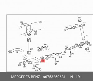 Втулка стабилизатора A 675 326 06 81 MERCEDES BENZ