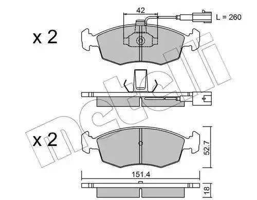 Комплект тормозных колодок, диско 2202741 METELLI
