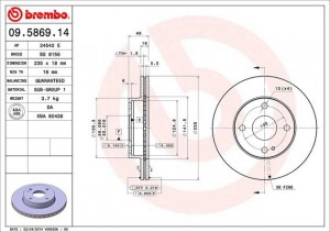Тормозной диск 09.5869.14 BREMBO