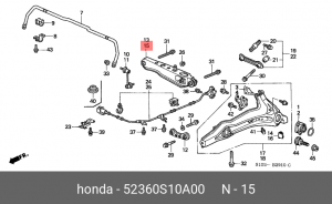 Рычаг независимой подвески колеса, подвеска колеса 52360-S10-A00 HONDA