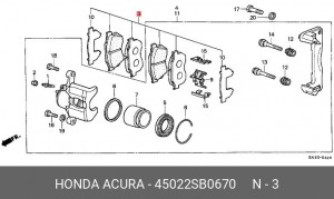 Комплект тормозных колодок, диско 45022-SB0-670 HONDA