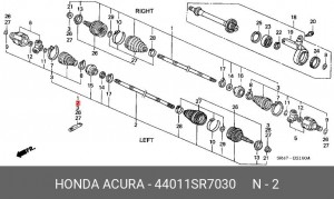 Шарнирный комплект, приводной вал 44011SR7030 HONDA