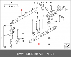 Распределительный трубопровод, топливо 13 53 7 805 724 BMW