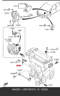 Датчик положения коленвала L3K9-18-221A MAZDA
