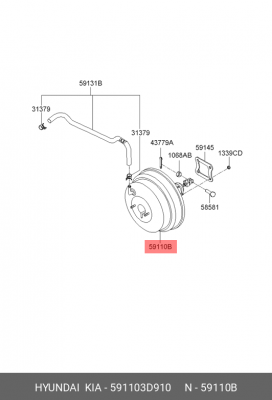 Усилитель тормозов вакуумный 591103D910 HYUNDAI KIA