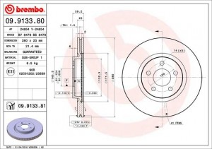 Тормозной диск 09.9133.80 BREMBO