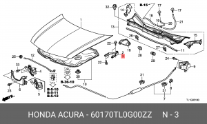 Петля - шарнир открывания капота 60170TL0G00ZZ HONDA