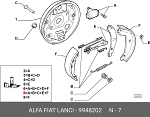 Комплект тормозных колодок 9948202 ALFA FIAT LANCIA