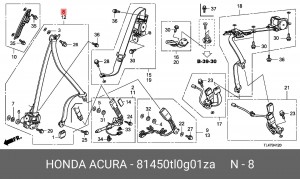 Ремень безопасности 81450TL0G01ZA HONDA
