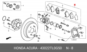 Комплект тормозных колодок, диско 43022-TL0-G50 HONDA