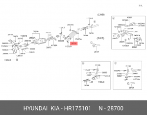 Средний глушитель выхлопных газов HR175101 HYUNDAI KIA