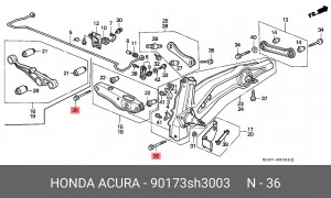Болт тормозного суппорта 90173SH3003 HONDA