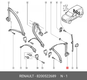 Ремень безопасности 8200522689 RENAULT