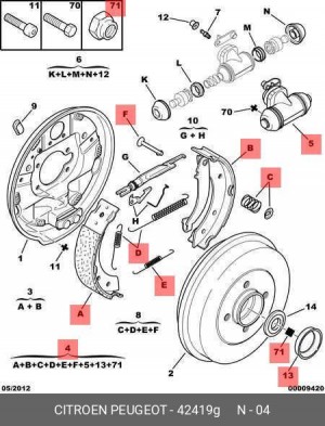 Комплект тормозных колодок 4241 9G CITROEN PEUGEOT