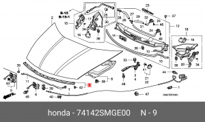 Уплотнитель капота 74142SMGE00 HONDA
