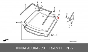 Стекло ветровое 73111SX0911 HONDA