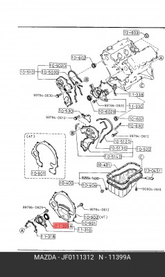 Уплотняющее кольцо, коленчатый вал JF0111312 MAZDA