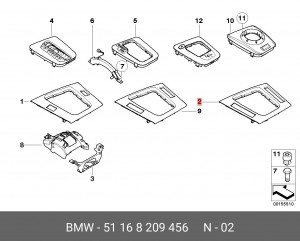 Накладка центральной консоли 51168209456 BMW