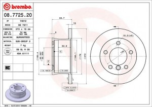 Тормозной диск 08.7725.20 BREMBO