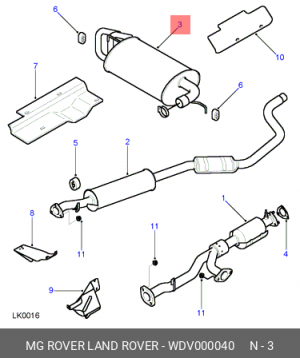 Глушитель выхлопных газов конечный WDV000040 MG ROVER LAND ROVER