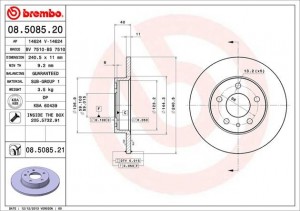 Тормозной диск 08.5085.21 BREMBO