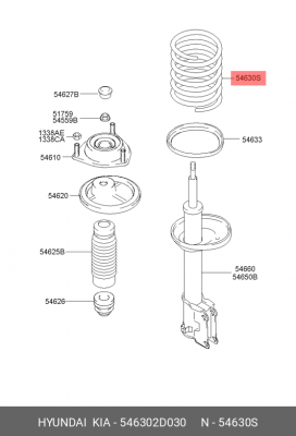 Пружина ходовой части 546302D030 HYUNDAI KIA