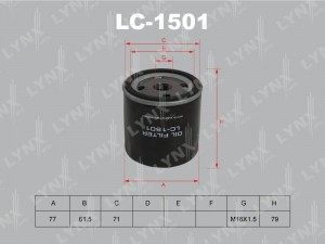 Фильтр масляный двигателя LC-1501 LYNXAUTO