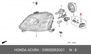 Фонарь указателя поворота 33800SR3G01 HONDA