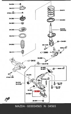 Пыльник шаровой опоры G030-34-565 MAZDA