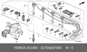 Ккомплект проводов зажигания 32704P07000 HONDA