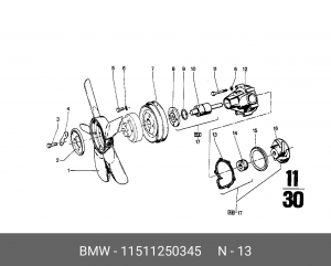 Прокладка, водяной насос 11 51 1 250 345 BMW