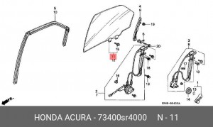Стекло двери 73400SR4000 HONDA