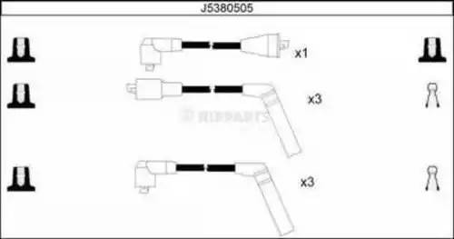 Ккомплект проводов зажигания J5380505 H B JAKOPARTS NIPPARTS