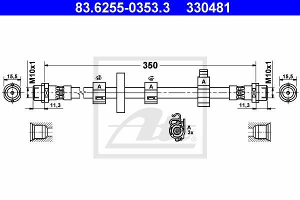 Тормозной шланг 83.6255-0353.3 ATE