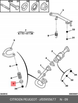 Стопорное кольцо, глушитель ZF 05955677 CITROEN PEUGEOT