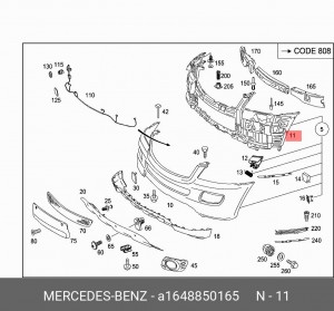 Усилитель бампера A 164 885 01 65 MERCEDES BENZ