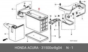 Батарея аккумуляторная 31500SR8G04 HONDA