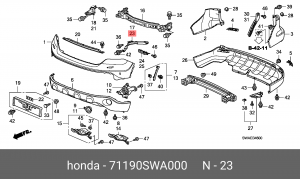 Кронштейн крепления бампера 71190SWA000 HONDA