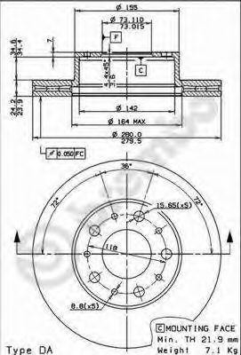 Тормозной диск 09893110 BREMBO